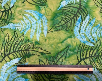 Pistachio by Batik by Mirah Large Fern Fronds in Sky Blue and Green PT-12-7357