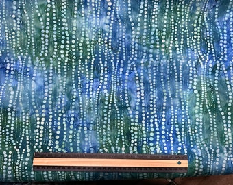 Blue Bubbles on Aqua, Green and Blue Batik Cotton Fabric by Batik Textiles 4018