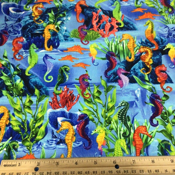 Seahorse From the Ocean Collection by Designer Michael Searle Top Quality Quilt Shop Cotton Fabric by Timeless Treasures