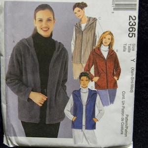 Uncut McCall&#39;s Pattern 2365 Size Xsm, Sml, Med Jackets and Vests