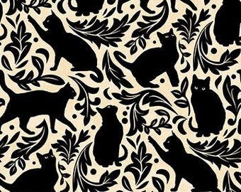 Hollow’s Eye Cat Image on Cotton Quilt Fabric by Northcott Halloween 27088-1299