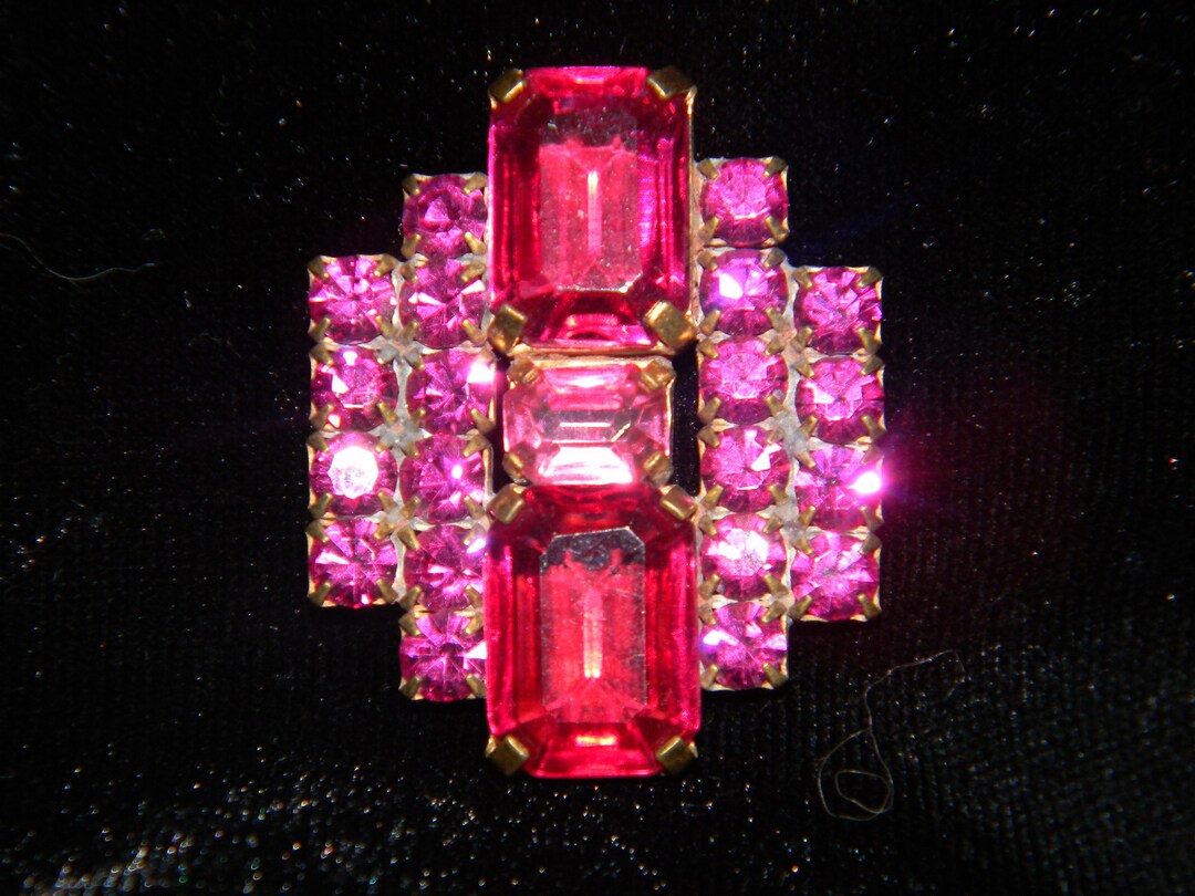 Elegant Antique Rhinestone Button or Pendent in Beautiful Red and Pink ...