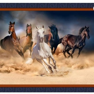 Wild Horses Digital Fabric Panel Top Quality Quilt Shop Cotton Fabric