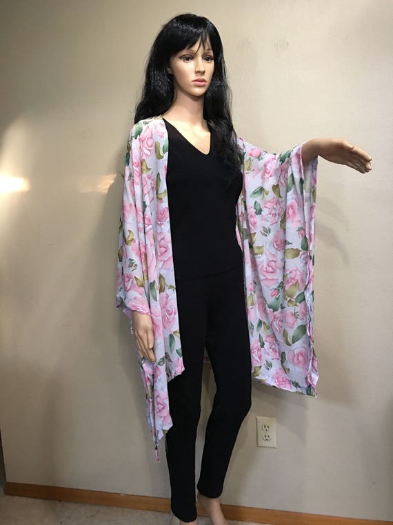 Pastel Chiffon Floral Kimono Inspired Top Jacket Coverup Etsy