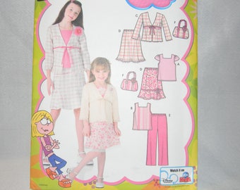 Uncut Simplicity Pattern 4669 Adorable Child's and Girls' Top, Skirt, Pants, Jacket and Bag