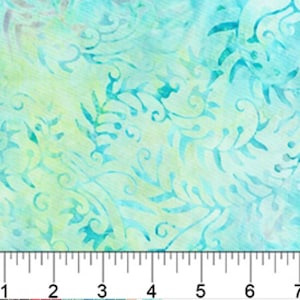Pastel Batik Cotton Fabric in Shades of Blue and Aqua