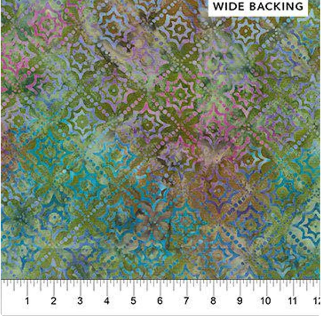 Wide-back 108” Cotton Batik Fabric in Green, Purple, Rose, Aqua, Blue ...