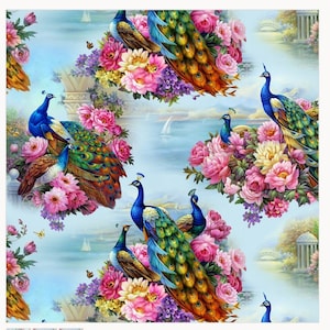 Exotica Peacocks Allover by Elizabeth Studios