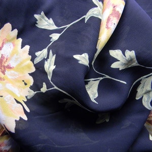 Golden Chrysanthemums on Black Chiffon by Designer Carol Anderson