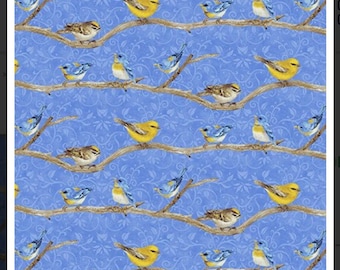 Hydrangea Birdsong Cotton Fabric