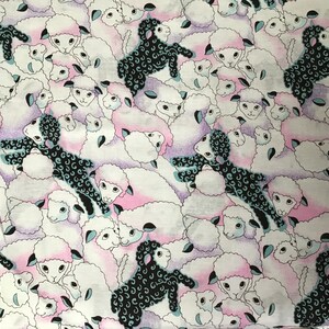 Precious Little Lambs on Print Cotton Fabric