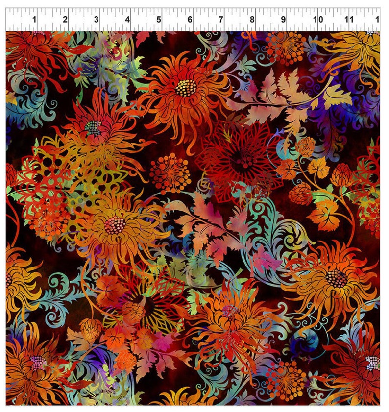 FloragraphixV Allover multi Cotton Quilt Fabric by In The Beginning 12 yard