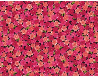 Packed Small Floral Print Cotton Fabric in Coral- Calico