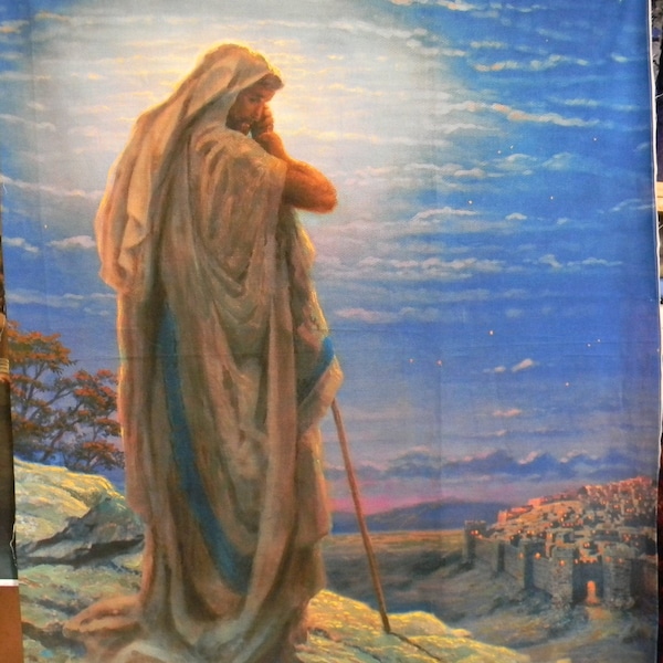 A PRAYER FOR PEACE Cotton Panel, Quilting, Wall Hanging, Art, Artist Thomas Kinkade