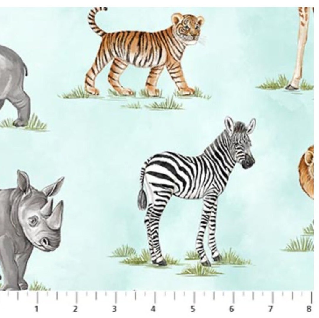 Baby Safari Cotton Fabric Lions Tigers Giraffe by Northcott Etsy