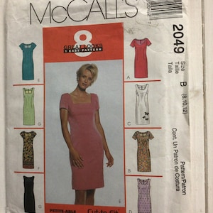 Uncut McCall&#39;s Easy Pattern 2049 Size 8-12 Eight Easy Dresses