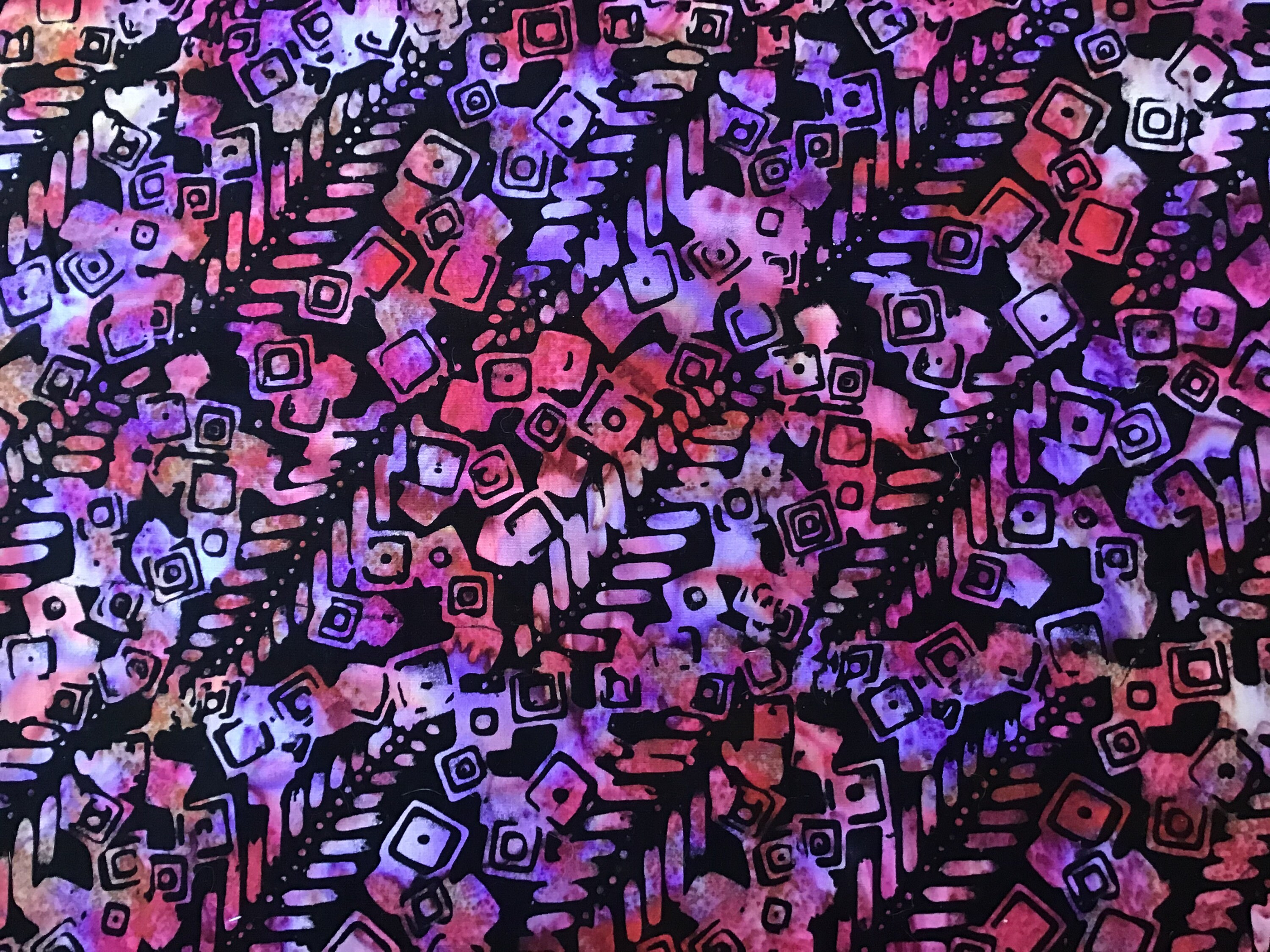 Colorful Batik Cotton Fabric 1/2 yard Purples Pinks & Black | Etsy