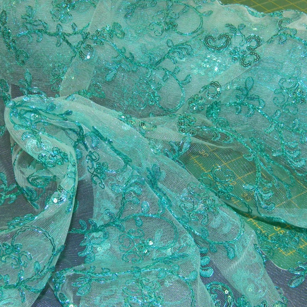 More Than Stunning Embellished Special Occasion Fabric in Apricot or Teal