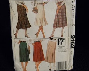 Vintage Uncut McCall's Pattern 9162 Size 12 Easy Fit, Gored and Flared Skirts