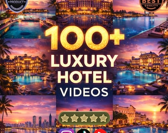100 luxe hotelvideo's | TikTok, haspels, YT-Shorts (digitale download, bewerkbaar in canva)