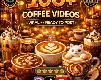 100+ Coffee Video Clips | Social Media Content (Digital Download, Canva Editable)
