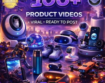 100 virale productvideo's voor TikTok, Reels, YouTube (digitale download, bewerkbaar in canva)
