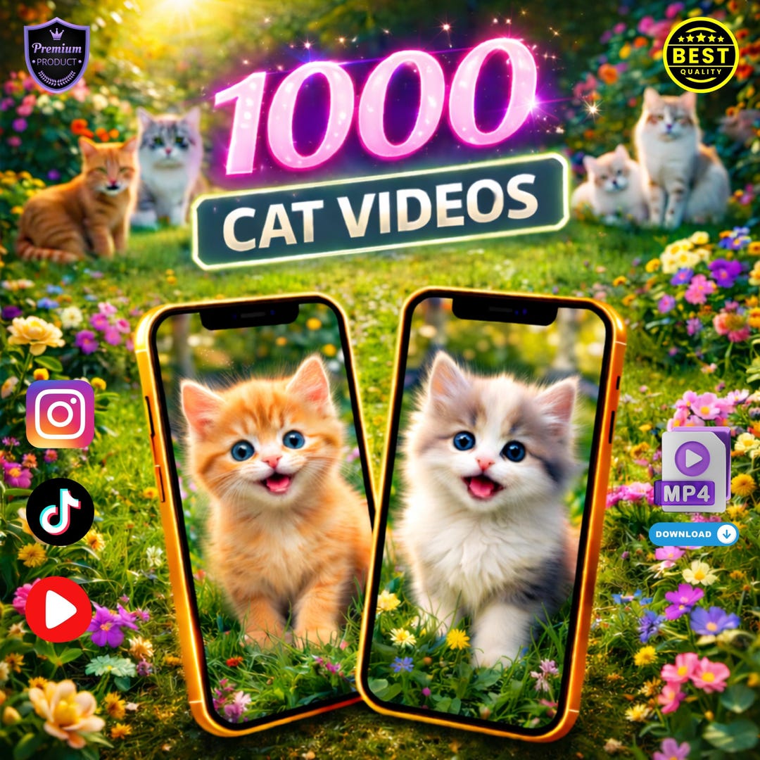 1000 Cat Videos – Viral Reels, Tiktok Content Digital Download - Etsy