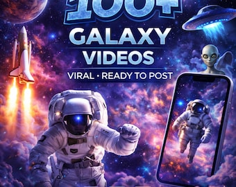 100 HD/4K Galaxy-videoclips | Ruimtebeelden voor sociale media (digitale download)