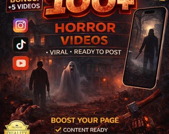 Más de 100 videos virales de terror en 4K, TikTok y Reels (descarga digital, editables en Canva)