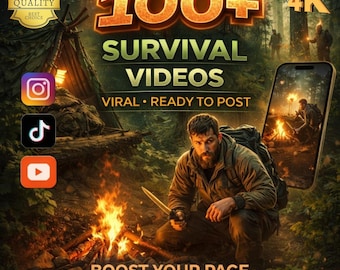 100+ virale overlevingsvideo's | 4K-kampeerclips (digitale download)