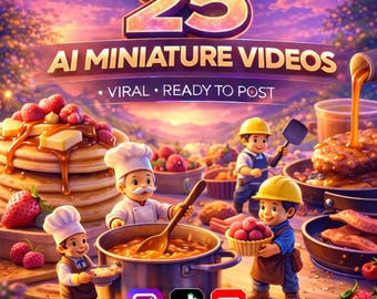 25 AI Miniature Food Videos | Social Media Reels (Digital Download)