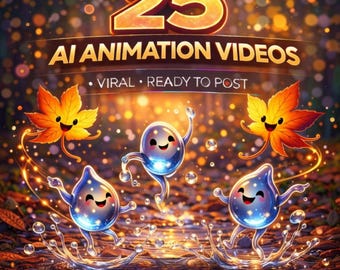 25 AI Animation Videos | Canva Editable, Reels, TikTok (Digital Download)