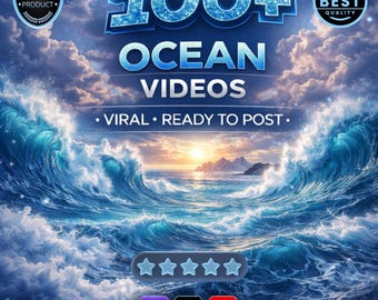 100 oceaanvideo's | TikTok, haspels, YT-Shorts (digitale download, canva bewerkbaar)