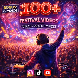 100本のHD/4Kフェスティバルビデオクリップ｜コンサート、パーティー（デジタルダウンロード、Canvaで編集可能）