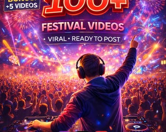100 HD/4K-festivalvideoclips | Concerten, feesten (digitale download, canva bewerkbaar)