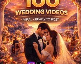 100 romantische bruiloftsvideo's | Socialmedia-inhoud (digitale download)