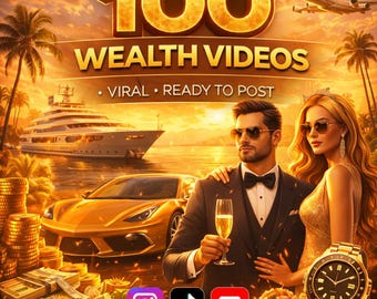 100 Luxury Lifestyle Video Clips | Wealth Content, Reels, TikTok (Digital Download, Canva Editable)