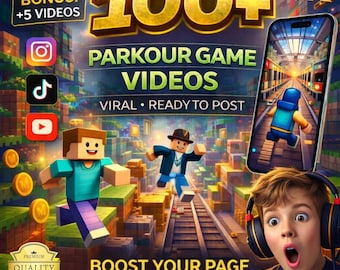 100 Parkour-gamevideo's | HD/4K, TikTok, haspels (digitale download)