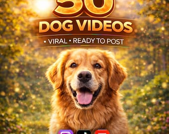 50 Dog Video Clips | TikTok, Reels, YouTube (Digital Download, Canva Editable)