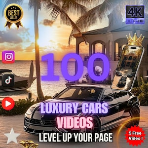 100 Luxury Cars Videos Bundle | HD/4K Automotive Wealth Lifestyle Rich Stock Footage for Reels,Shorts YouTube & Ads | Instant Download