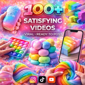 100 Satisfying Video Clips | ASMR Content, Viral Reels (Digital Download, Canva Editable)
