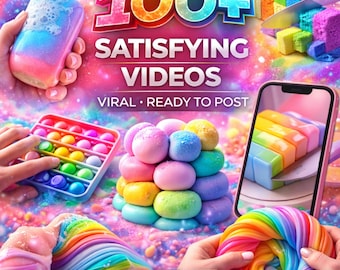 100 Satisfying Video Clips | ASMR Content, Viral Reels (Digital Download, Canva Editable)
