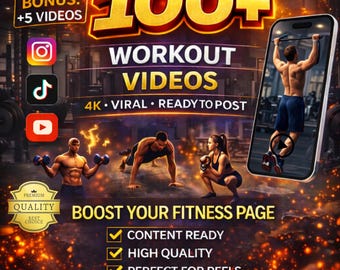 100+ virale workoutvideo's: fitnesscontent, rollen, TikTok (digitale download)
