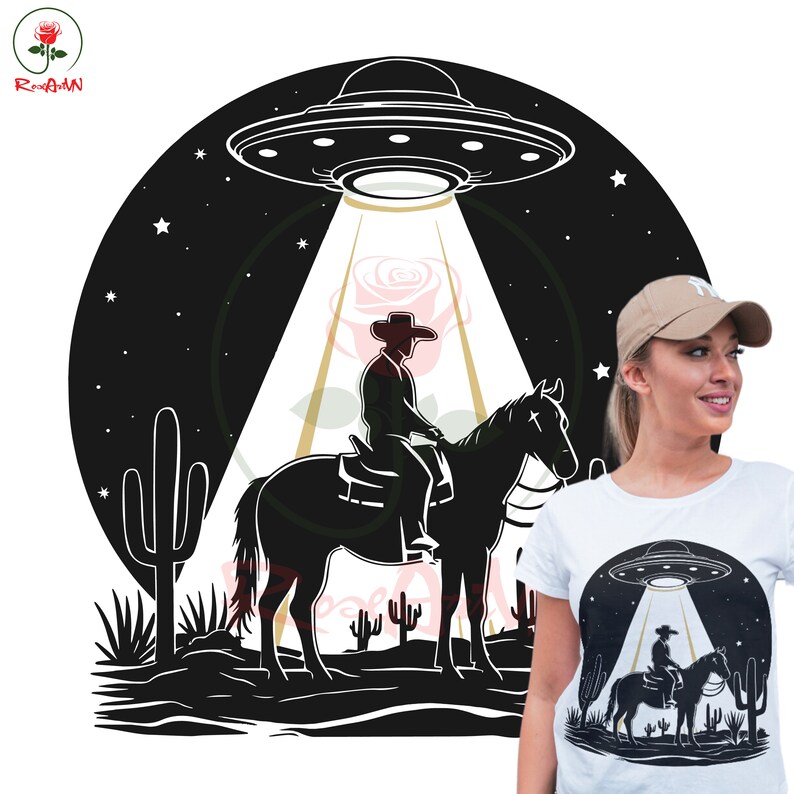 UFO Western Retro Vintage Cowboy SVG Rodeo Western Cowboy Cowgirl UFO ...