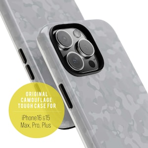 Kumorizora Ash Grey Camouflage iPhone 15 16 Pro Max Plus case Camo phone cover Tough Phone case for Gift Holiday gift for her him
