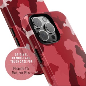Camouflage iPhone 15 16 Pro Max case, Camo phone cover, Tough Phone case for Gift, Holiday gift for her Tough phone case  Wireless Charging