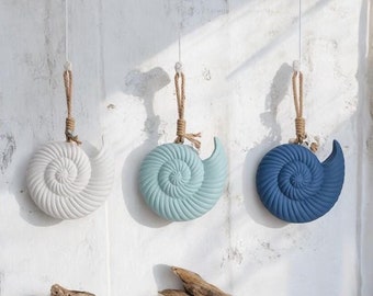 Decoración de pared con concha marina individual, decoración náutica para el hogar, estilo mediterráneo, adorno para el hogar, sala de estar con temática playera, arte de pared con conchas marinas