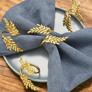 Anelli per tovaglioli dorati a forma di grano / Elegante apparecchiatura da tavola / Decorazione per matrimonio