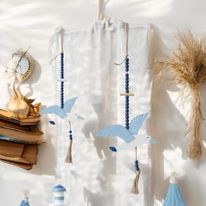 Wooden Seagull Wall Hanging | Coastal Decor | Nursery Mobile | Handmade Hanging Ornament | Beach Vibes