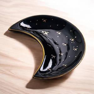 Moon Shaped Jewellery Tray, Celestial Ring Holder, Crescent Moon Decor, Mystical Vanity Tray, Spiritual Home Accent, Astrology Gift